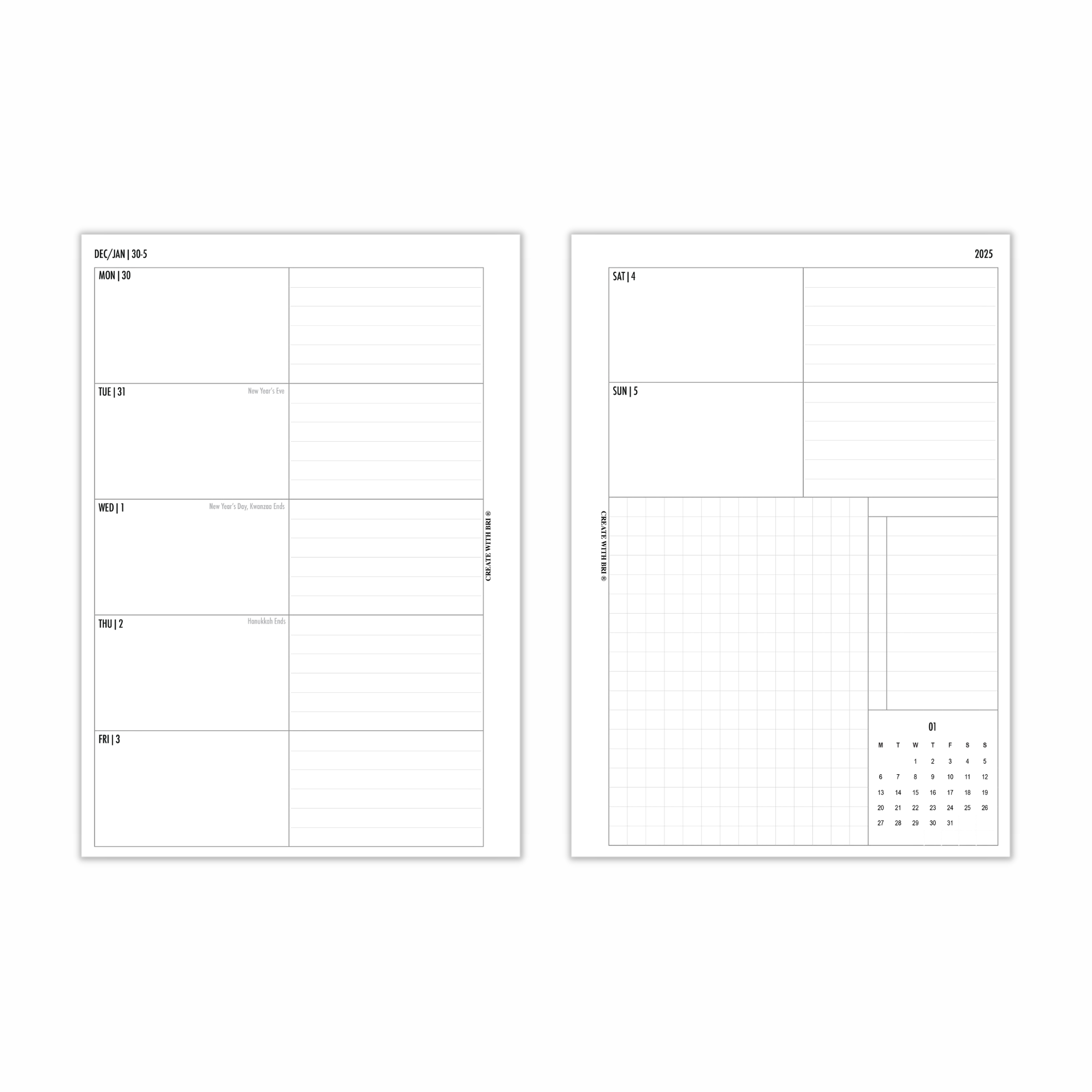 2025 Dated A5 Spiral Weekly Planner
